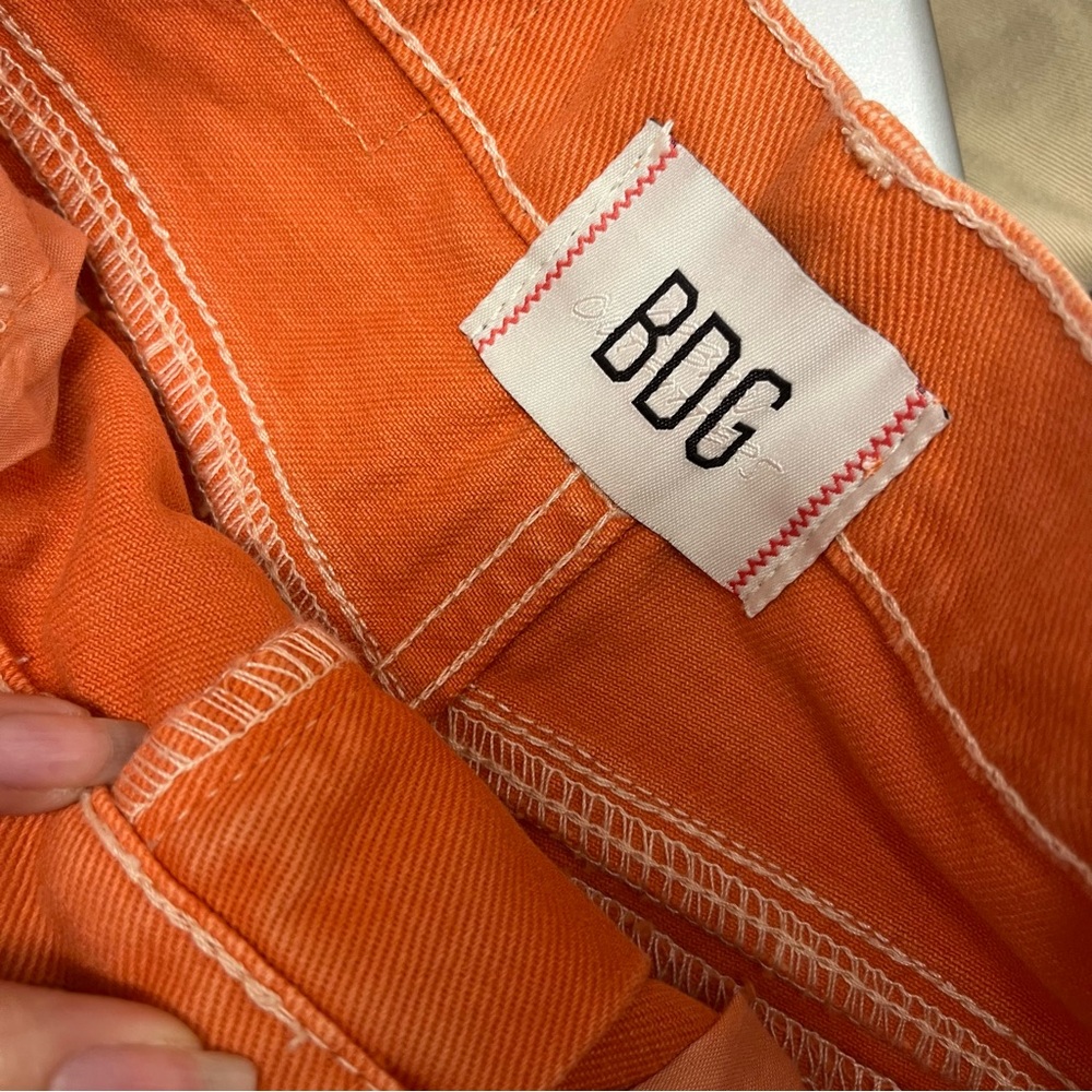 BDG Pumpkin Orange Denim Carpenter Shorts - Picture 9 of 12